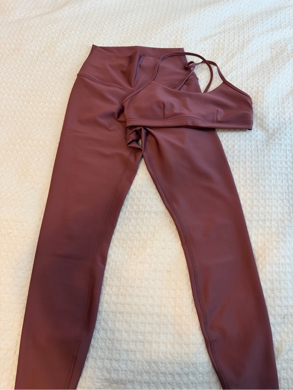 ALO Yoga Burgundy High-Rise Leggings with Matching Bra